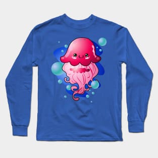 Kawaii Pink Jellyfish Long Sleeve T-Shirt